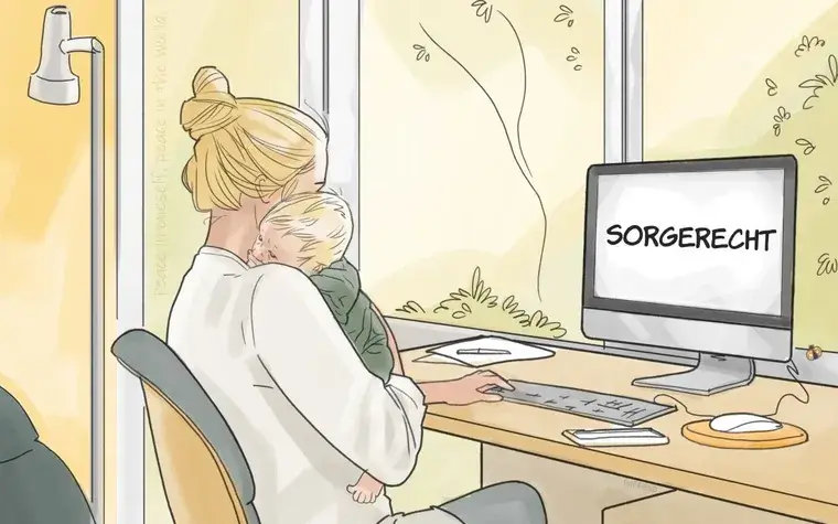 Frau informiert sich online zum Sorgerecht